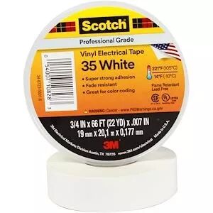 3M Scotch 35 Ruban isolant �lectrique hautes performances 20m x 19mm Blanc (80049)