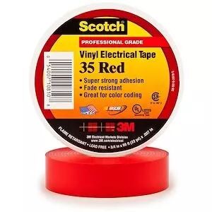 3M Scotch 35 Ruban isolant �lectrique hautes performances 20m x 19mm Rouge (80055)