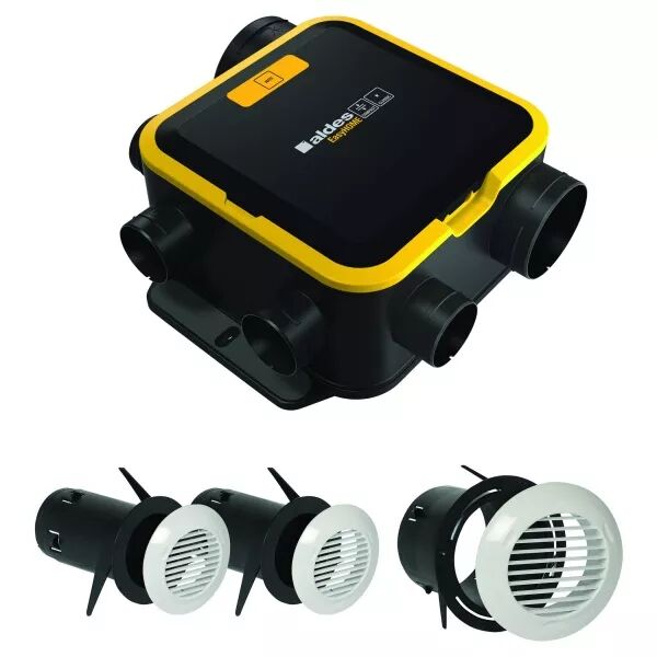 ALDES - Kit VMC simple flux EasyHOME Auto COMPACT + 3 grilles de ventilation BIP (11026035)