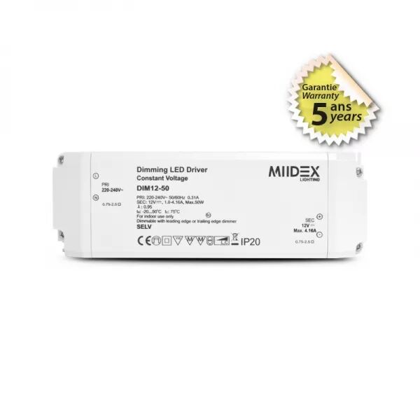 ALIM 12V DC DIM COUPURE PHASE 50W IP20 5ANS