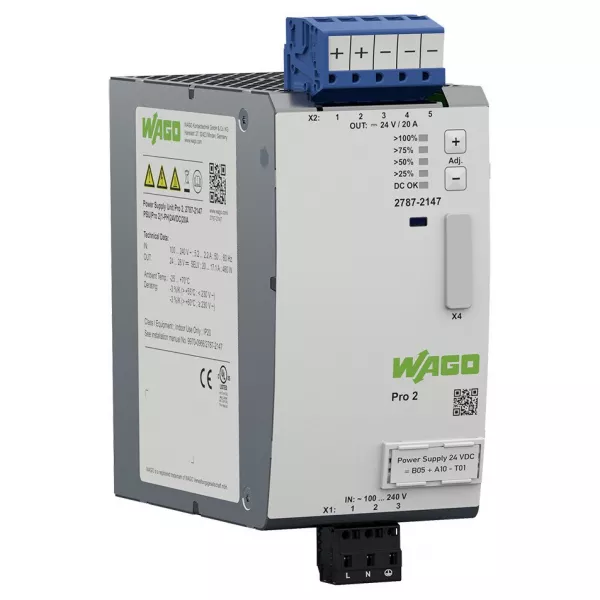 Alimentation; Pro 2; monophas�e; Tension de sortie 24 V DC; Courant de sortie 20 (2787-2147/000-030)