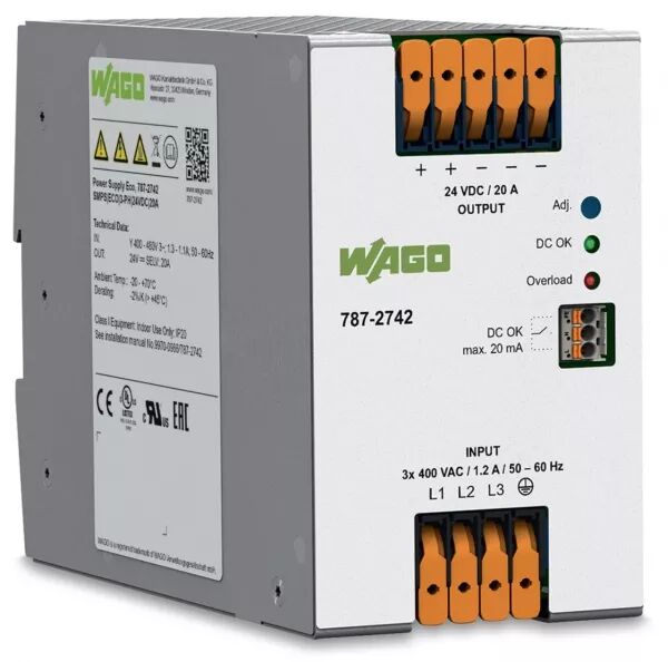 ALIMENTATION � D�COUPAGE ECO TRIPHAS�E 400 V AC / 24 V DC - 20 A - SORTIE DC OK