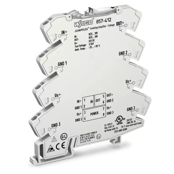 Amplificateur isolateur � r�glage fixe 0(2)-10 V / 0(2)-10 V857-412