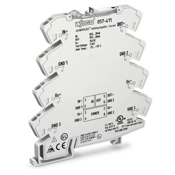 Amplificateur isolateur � r�glage fixe 0(4)-20 mA / 0(4)-20 mA857-411