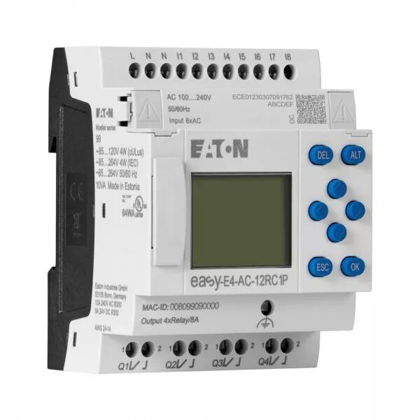 APPAREIL DE BASE 100-240 V AC/DC, AFFICHEUR, 8E TOR, 4S RELAIS, PUSH-IN