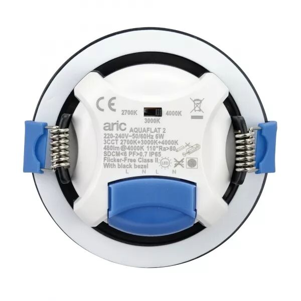 AQUAFLAT - ENC. IP65 VOL.2, LED INT�G. 6W 3CCT 2700-3000-4000K 480LM NOIR