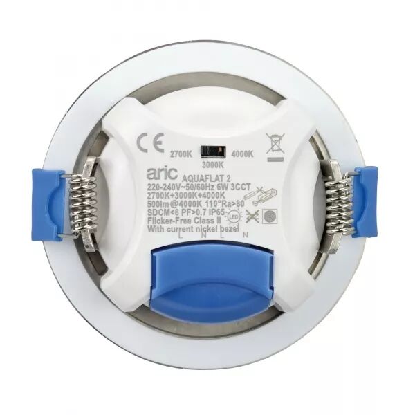 AQUAFLAT - ENC. IP65 VOL.2, LED INT�G. 6W 3CCT 2700-3000-4000K 500LM NICKEL