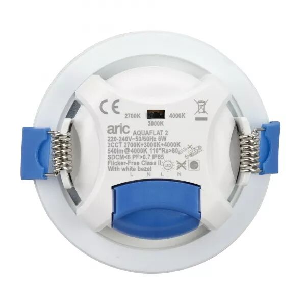 AQUAFLAT - ENC. IP65 VOL.2, LED INT�G. 6W 3CCT 2700-3000-4000K 540LM BLANC