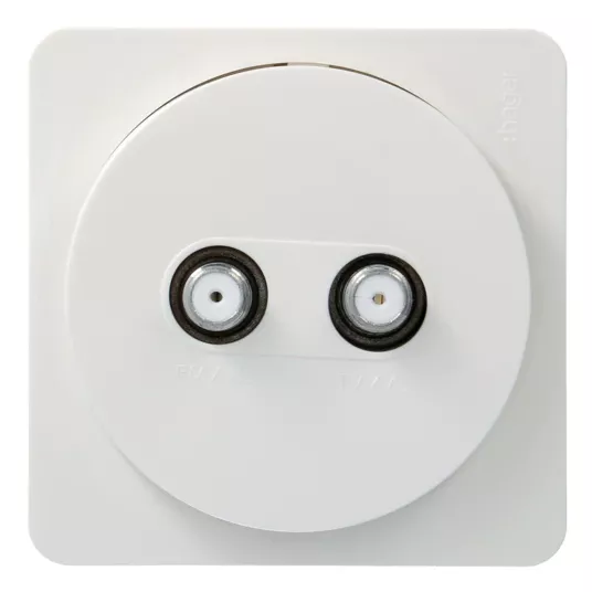 ateha Prise TV double type F  complet pour r�seaux c�bl�s (WJC258B)
