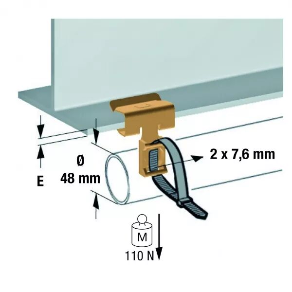 Attache bord de t�le, capacit� plat de 12-19 mm, pour colliers 7mm. 25 pi�ces. (861594)