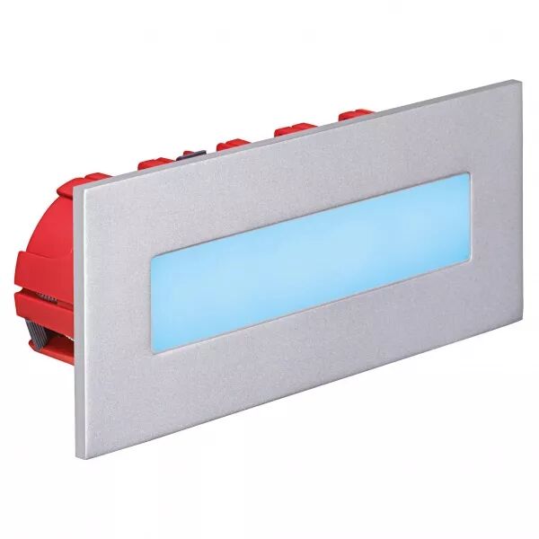 BALIZ 3 - Encastr� Mur rectang., fixe, gris, LED int�g. 3,8W bleu (50384)