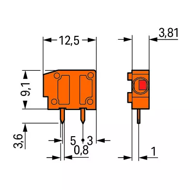 Barrette � bornes 1 p�le sans poussoir (235-101/330-000)