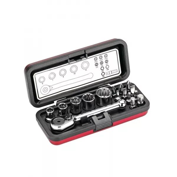 BIT-BOX ALU 16 PI�CES AVEC CLIQUET EMBOUTS ET DOUILLES