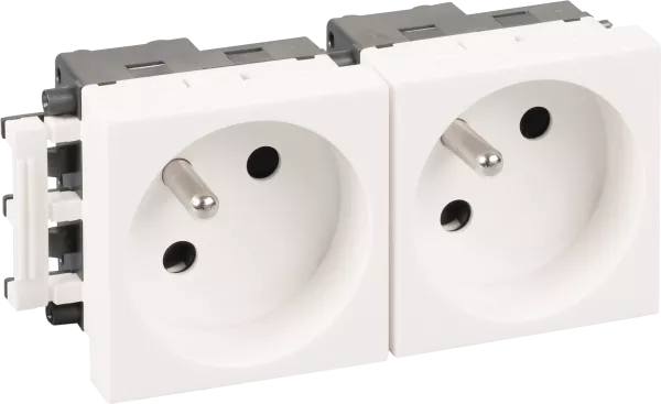 Bloc 2 prises 2P+T blanche (61402)