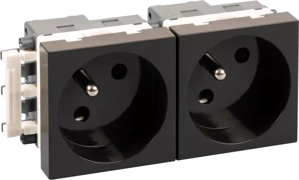 Bloc 2 prises 2P+T noire (61406)