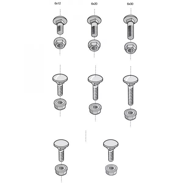 Bo�te 100 boulons TRCC - dimensions 6x20mm - avec �crou - finition EZ