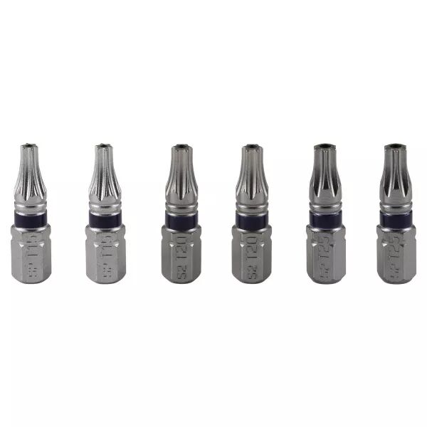Boite de 6 embouts de vissage 25mm, Torx s�curit� T15-20-25, 2 de chaque (084394)