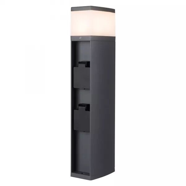 BORNE 2 PRISES 16A POUR JARDIN IP44 IK07 AVEC DOUILLE G9 35W MAX, ANTHRACITE