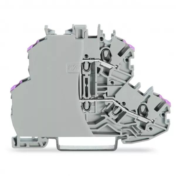 Borne � deux �tages Borne de passage pour 4 conducteurs, gris (2000-2208/099-000)