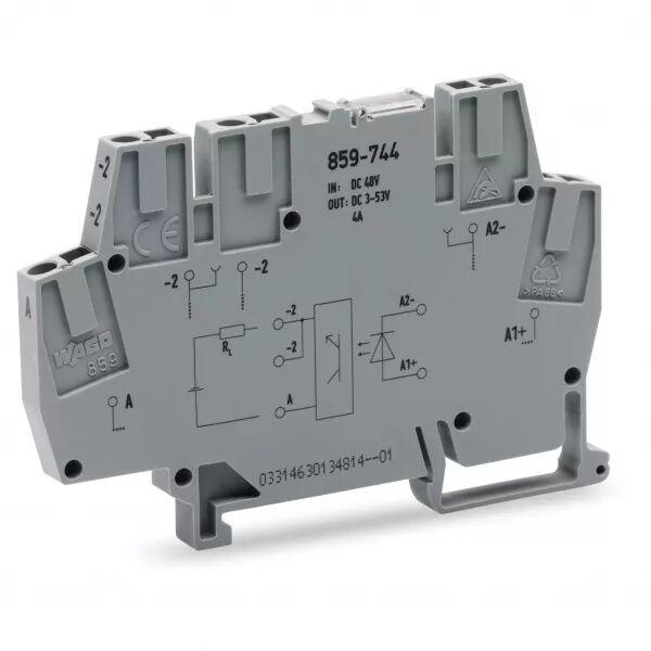 Borne avec optocoupleur 12..48 V DC / 3..53 V DC - 4 A - 2 fils859-744