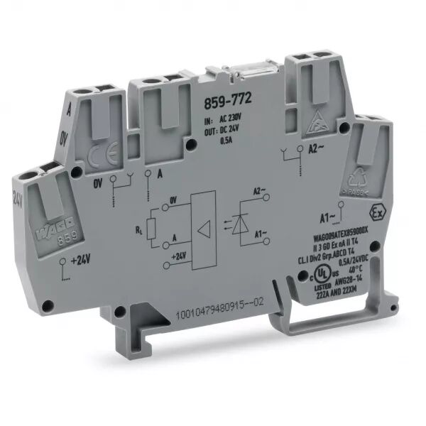 Borne avec optocoupleur 230 V AC / 24 V DC - 500 mA - 3 fils859-772