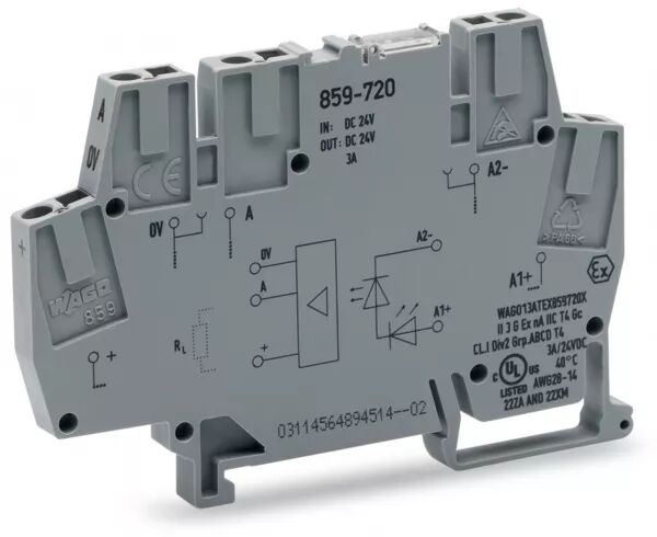 BORNE AVEC OPTOCOUPLEUR 24 VDC 3A � COMMUTATION N�GATIVE