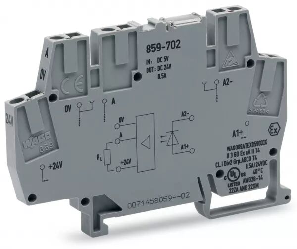 BORNE AVEC OPTOCOUPLEUR 5 V DC / 24 V DC - 500 MA - 10 KHZ - 3 FILS - COMMUTATIO