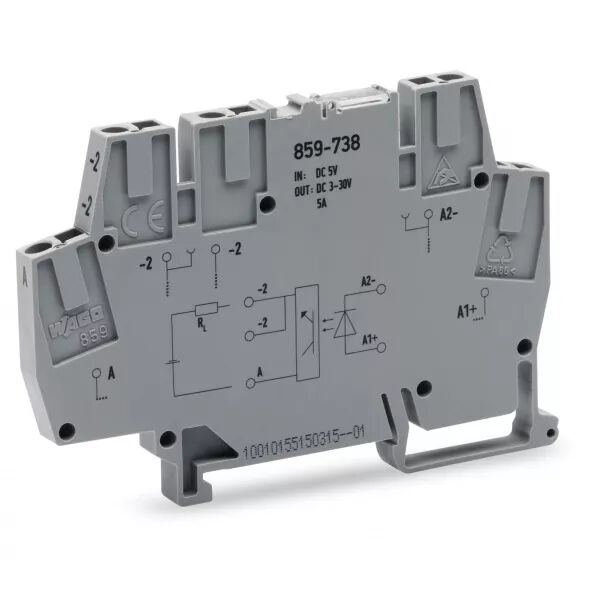 Borne avec optocoupleur 5 V DC / 3..30 V DC - 5 A - 100 Hz - 2 fils859-738