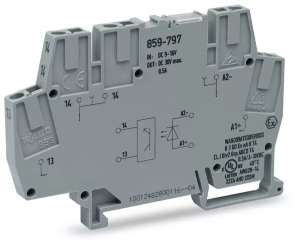 BORNE AVEC OPTOCOUPLEUR 6MM 12 V DC / 3-30 V DC 0,5 A