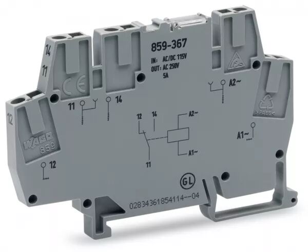 BORNE AVEC RELAIS MINIATURE 1 RT, 115 VAC 5A