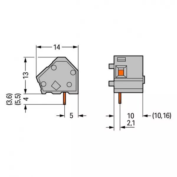 Borne CI 2,5 mm� / 10 mm / Orange (236-736)