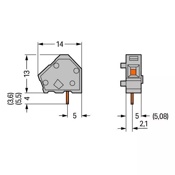 Borne CI 2,5 mm� / Pas 5-5,08 mm / Orange (236-716)