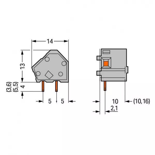 Borne C.J.2,5 mm� 10 mm 2 broches (236-601)