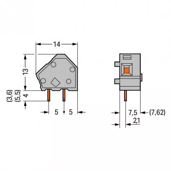 Borne C.J.2,5 mm� 7,5 mm 2 broches (236-501)