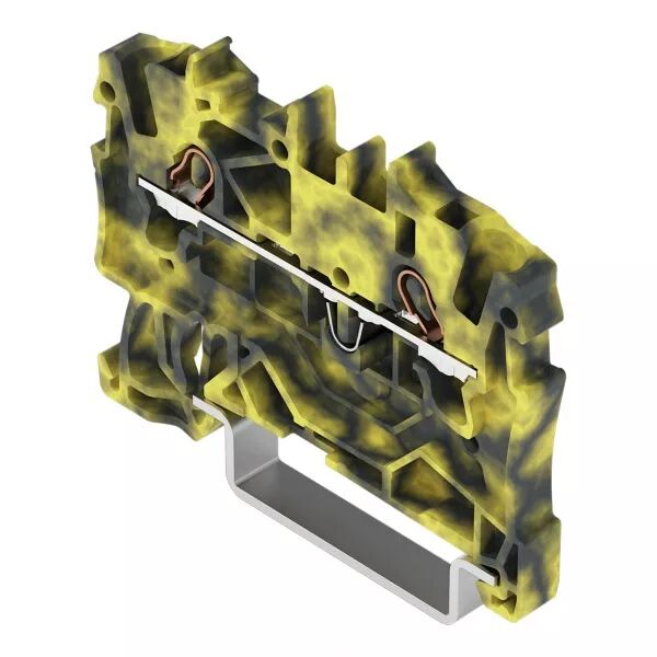 BORNE DE PASSAGE POUR 2 CONDUCTEURS 1,5MM�, GRIS FONC�-JAUNE