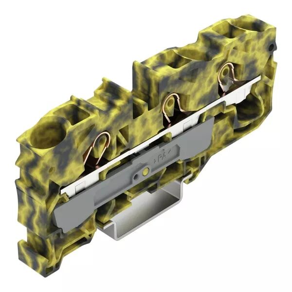 BORNE DE PASSAGE POUR 3 CONDUCTEURS 10MM�, GRIS FONC�-JAUNE