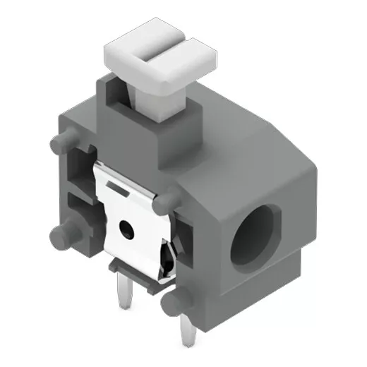 Borne modulaire 1C avec poussoir, 2 broches � souder / p�le, 7,5-7,62 mm / Gris (235-752/331-000)