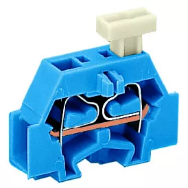 Borne modulaire 2C / 2,5 mm� / Bleu / Bride de fixation / Poussoir sur 1 cot� (261-304/331-000)