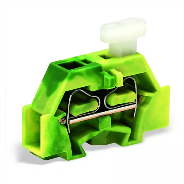Borne modulaire 2C / 2,5 mm� / Vert-Jaune / Bride de fixation / Poussoir sur 1 c (261-307/331-000)