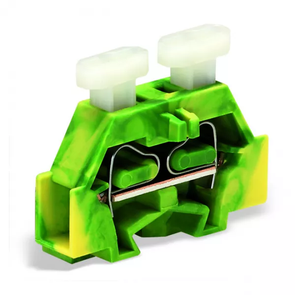 Borne modulaire 2C / 2,5 mm� / Vert-Jaune / Bride de fixation / Poussoir sur 1 c (261-307/341-000)