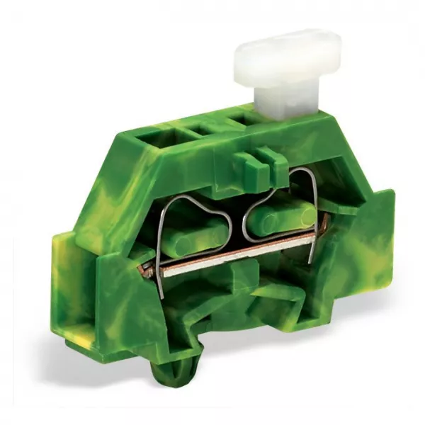 Borne modulaire 2C / 2,5 mm� / Vert-Jaune / Pied de fixation / Poussoir sur 1 co (261-317/331-000)