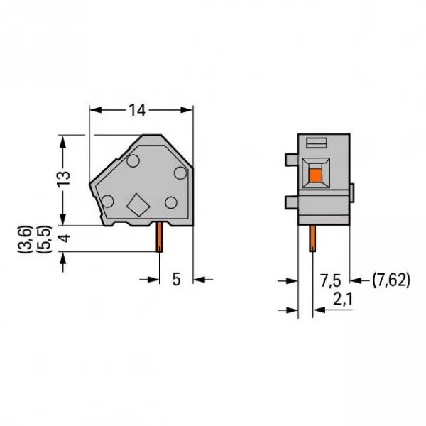 Borne modulaire CI / 2,5 mm� / Pas 7,5-7,62 mm / Gris (236-201)