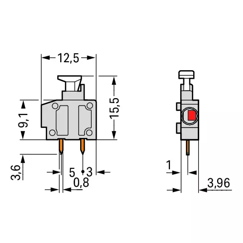 Borne modulaire CI 1C avec poussoir 1 p�le pas 3,96 mm (235-201)