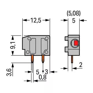 Borne modulaire CI pas 5-5,08 mm mm 1C sans poussoir 2,5 mm� Orange (235-746)