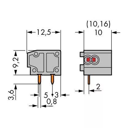 Borne modulaire pour CI 2C sans poussoir 1 p�le, Pas 10-10,16 mm (235-851)
