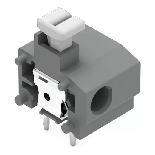Borne modulaires pour 1 conducteur avec poussoir,2 broches a souder /pole, 10/10 (235-766/331-000)
