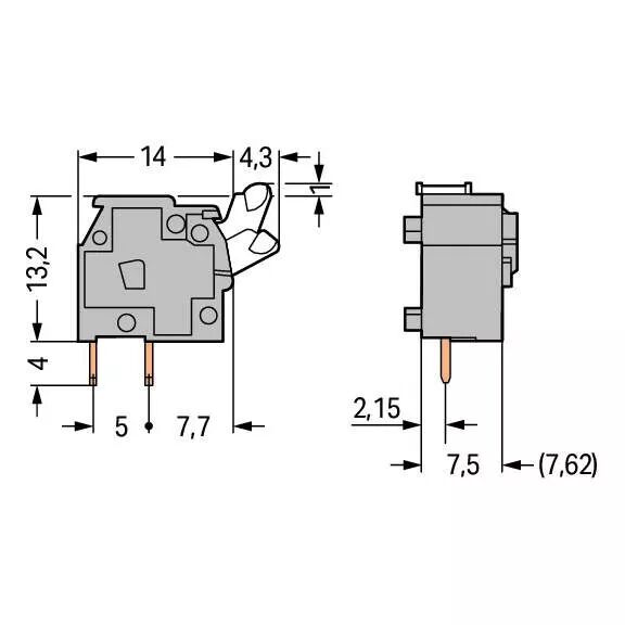 Borne module CI 7.5/7.62mm/a/pouss/ (255-750)