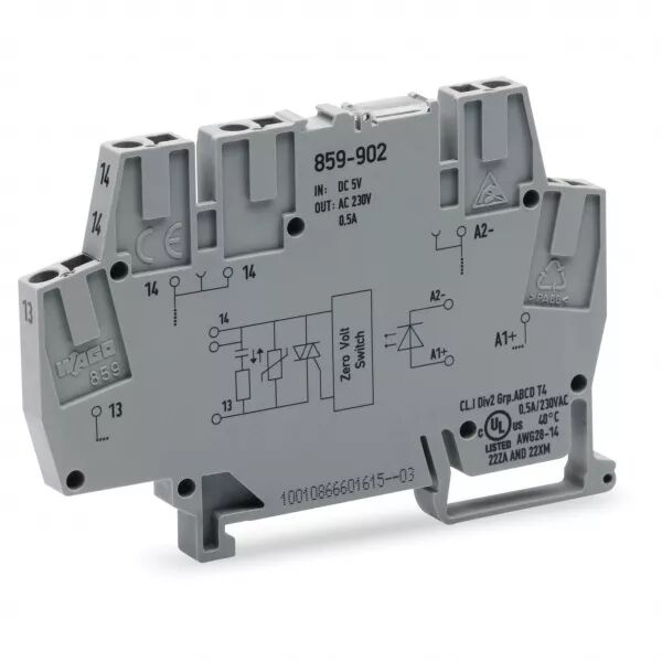 Borne opto coupleur miniature 6 mm 5 Vdc / 230 Vac859-902