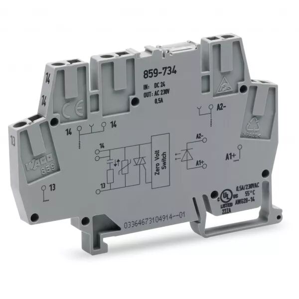 Borne opto coupleur miniature 6mm 24 Vdc / 230 Vac / 0,5 A859-734