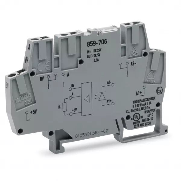 Borne opto coupleur miniature 6mm 24 Vdc / 5 Vdc859-706